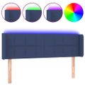 vidaXL Čelo postele s LED modré 147x16x78/88 cm látka
