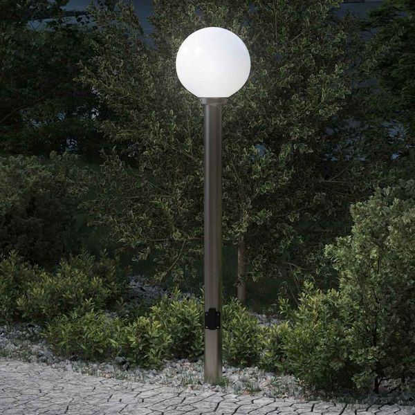 vidaXL Stĺpikové svietidlo so zásuvkou 120 cm nehrdzavejúca oceľ IP44