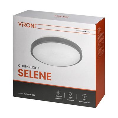 Stropné svietidlo ORNO SELENE CL/2XE27-10/G, 2xE27, max. 2x60W IP54, priemer 30,5 cm, šedá