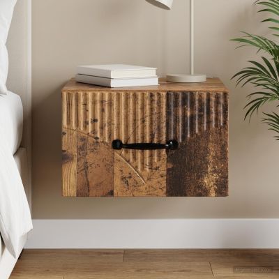 vidaXL Nástenná nočná skrinka Nástenný Staré drevo 34,5 x 33 x 20 cm