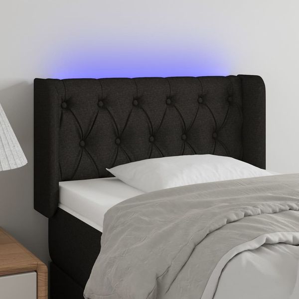 vidaXL Čelo postele s LED čierne 83x16x78/88 cm látka