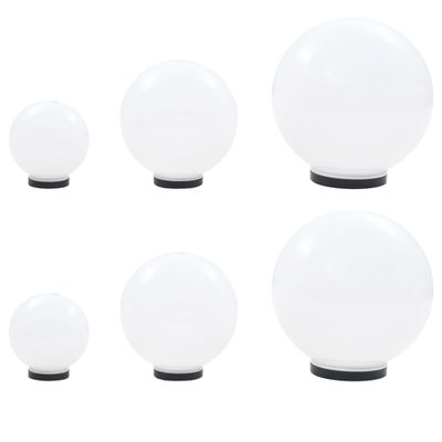 vidaXL Sada LED lámp v tvare gule 6 ks 20/30/40 cm PMMA