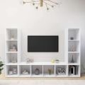 vidaXL TV skrinky 3 ks biele 142,5x35x36,5 cm drevotrieska