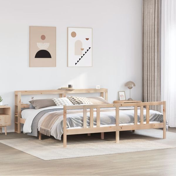 vidaXL Posteľný rám s čelom 180x200 cm borovicový masív