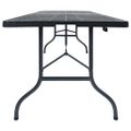 vidaXL Skladací záhradný stôl, čierny 180x75x72cm,HDPE imitácia ratanu