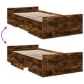 vidaXL Posteľný rám so zásuvkami dymový dub 75x190 cm kompozitné drevo