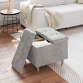 vidaXL Ottoman s Úložným Priestorom Svetlosivá 60 x 60 x 45 cm Zamat