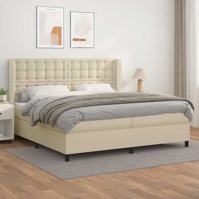 vidaXL Boxspring posteľ s matracom krémová 200x200 cm umelá koža