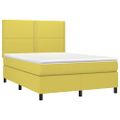 vidaXL Posteľ boxsping s matracom a LED zelená 140x190 cm látka