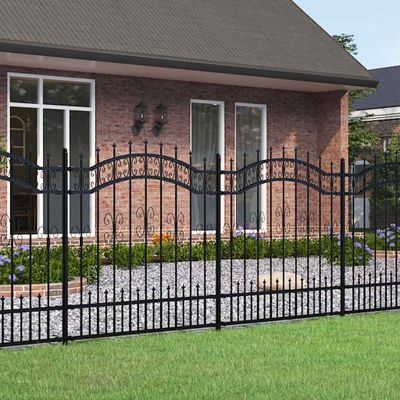 vidaXL Záhradný plot KAMPEN s vrchnou časťou z oštepu čierny 240x125 cm oceľový