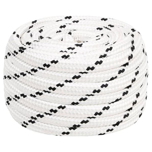 vidaXL Pletené lodné lano biele 20 mm x 50 m polyester