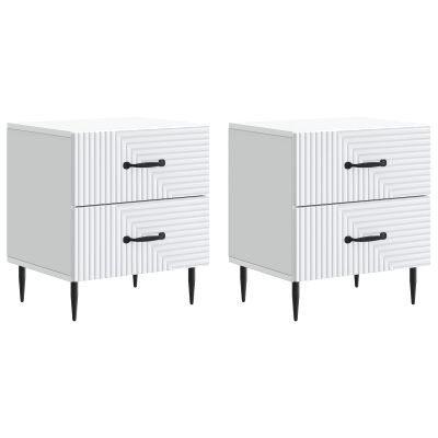 vidaXL Nočný stolík 2 pcs Biela 43 x 34,5 x 47,5 cm Kompozitné drevo