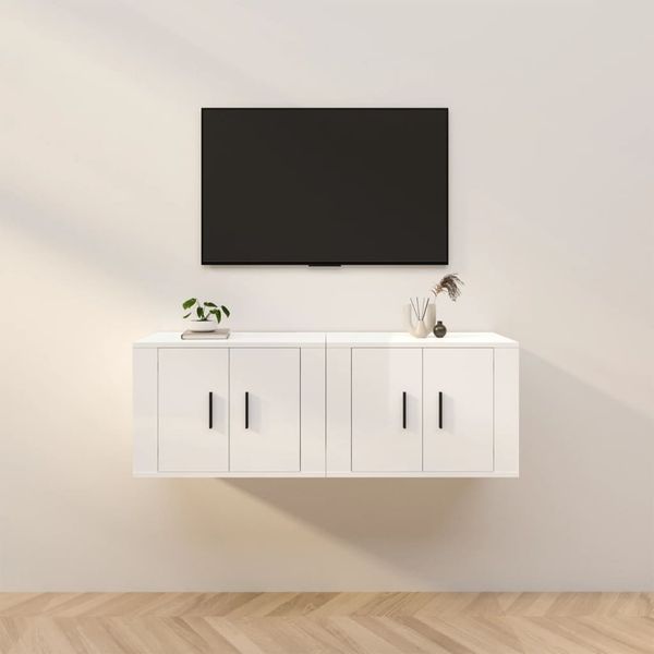vidaXL Nástenné TV skrinky 2 ks lesklé biele 57x34,5x40 cm