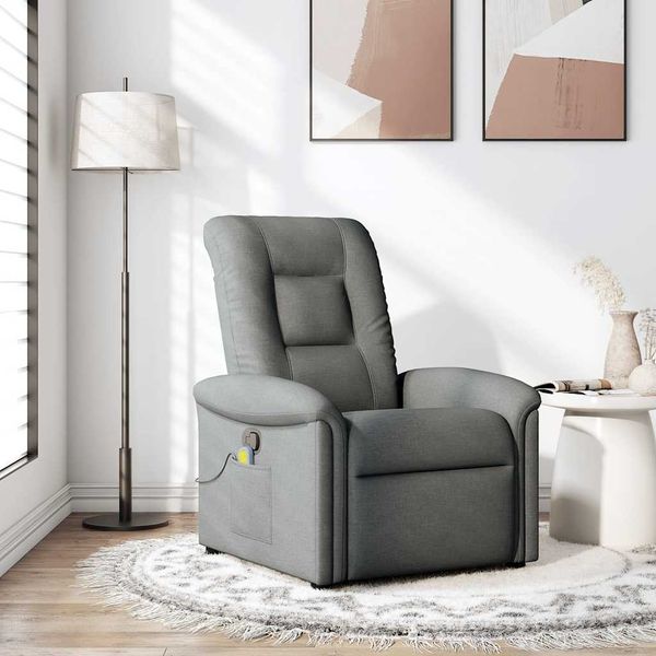 vidaXL Masážne kreslo s polohovacím mechanizmom, tmavosivá látka