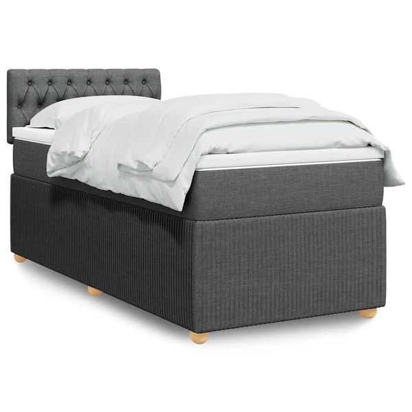 vidaXL Boxspring posteľ s matracom tmavosivá 90x190 cm látka