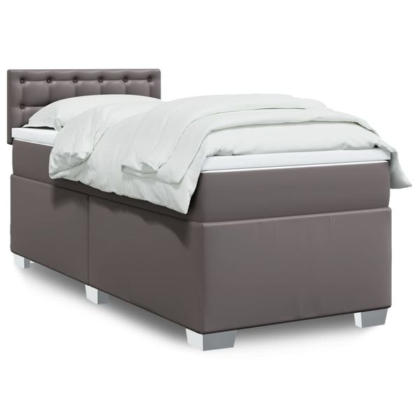 vidaXL Boxspring posteľ s matracom sivá 100x200 cm umelá koža