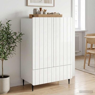 vidaXL Servírovacia skriňa Biela s vysokým leskom 66 x 34,5 x 97 cm