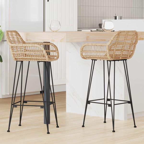 vidaXL Barová stolička 2 pcs 55 x 52 x 105 cm Ratan a železo