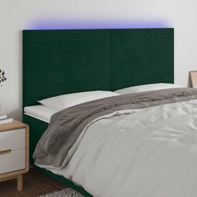 vidaXL Čelo postele s LED tmavozelené 160x5x118/128 cm zamat
