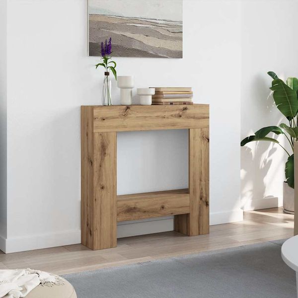 vidaXL Obloženie krbu dub artisan 81x18x82 cm kompozitné drevo