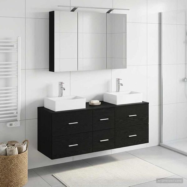 vidaXL Sada kúpeľňového nábytku 4 pcs Čierny dub