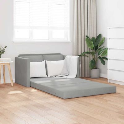 vidaXL Podlahová rozkladacia pohovka 2v1 svetlosivá 122x204x55cm zamat