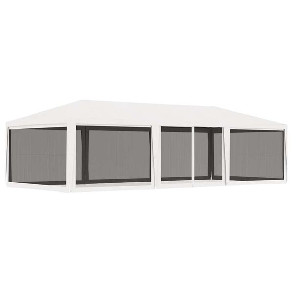 vidaXL Párty stan so 4 sieťkovanými bočnými stenami 4x9 m, biely