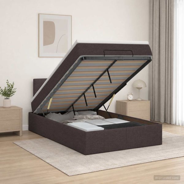 vidaXL Ottoman posteľ s matracom a LED Tmavohnedá 120 x 190 cm Látka