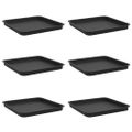 vidaXL Štvorcový kvetinový podnos 6 ks Čierna 36 x 36 x 2,5 cm Plast