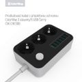 COLORWAY Predlžovací napájací kábel/ 3x Schuko/ 6x USB 5V / kábel 1,8m Kabel, predlžovací, 3x zásuvka 220V, 6x USB 5V, 1,8m, bielo-cierna