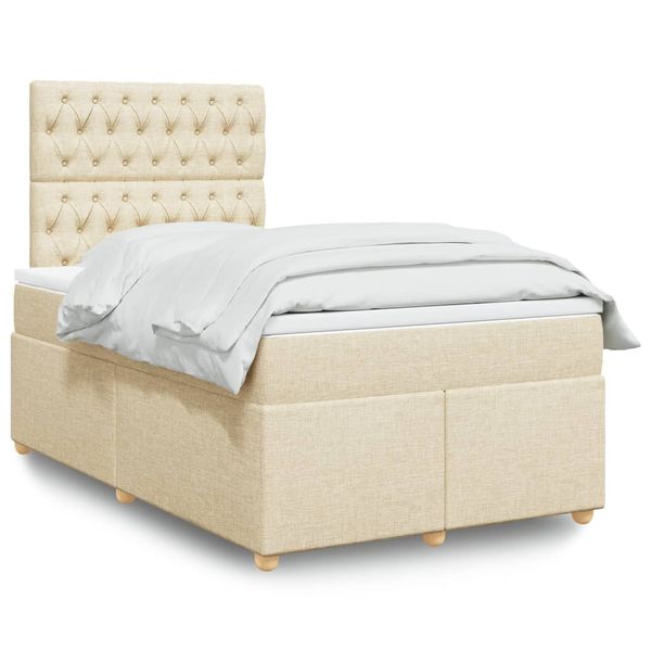 vidaXL Boxspring posteľ s matracom krémový 120x200 cm látka