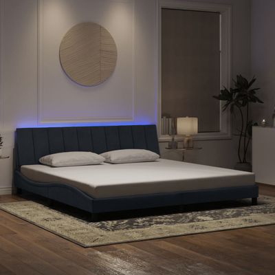 vidaXL Rám postele s LED bez matraca Hankotmavosivý 200x200 cm zamat