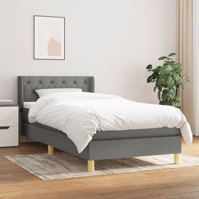vidaXL Posteľný rám boxsping s matracom tmavosivý 80x200 cm látka