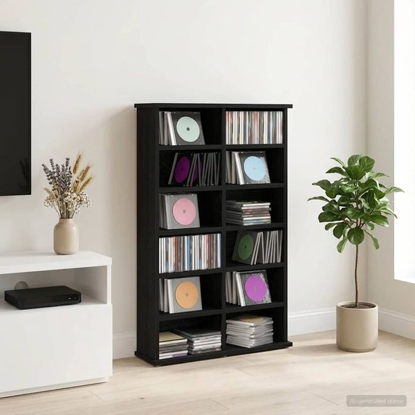 vidaXL CD Skrinka Čierny dub 60 x 17 x 92 cm Kompozitné drevo