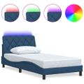 vidaXL Rám postele s LED bez matraca Modrá 100x200 cm Látka