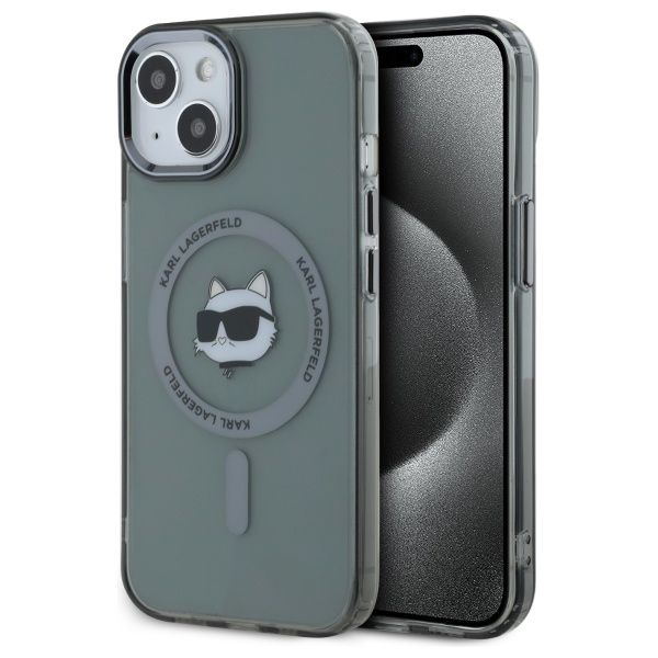 Puzdro Karl Lagerfeld HC MagSafe IML Metal Choupette Head pre iPhone 15 6,1" čierne