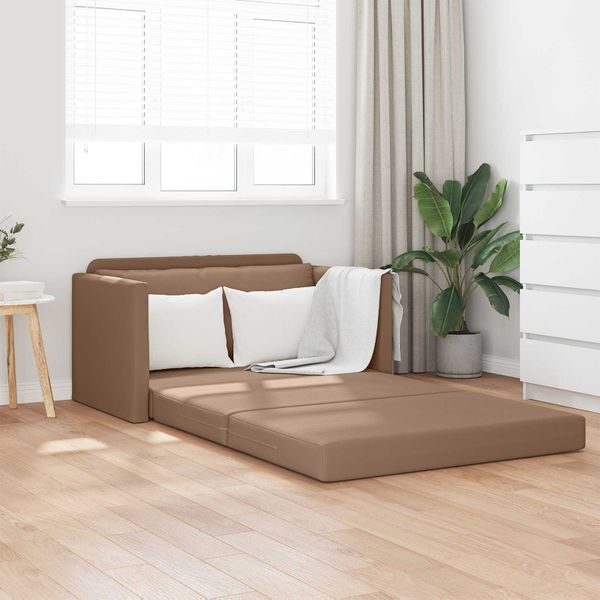 vidaXL Rozkladacia posteľ Kapučínová 124 x 71 x 78 cm Umelá koža