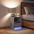 vidaXL Nočný stolík s LED svetlami betónovo sivý kompozitné drevo