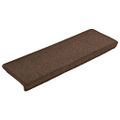 vidaXL Schodové rohože 15 ks 65x21x4 cm hnedé s obdĺžnikovým okrajom