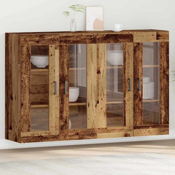 vidaXL Nástenné skrinky 2 pcs Staré drevo 69,5 x 34 x 90 cm