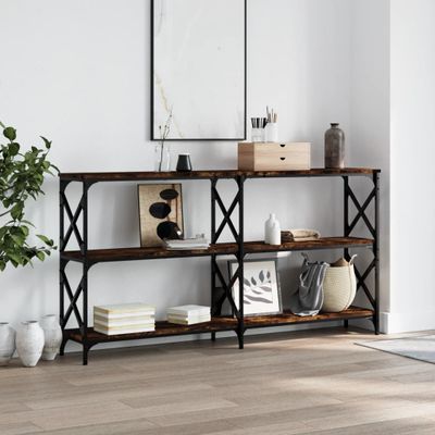 vidaXL Konzolový stolík dymový dub 156x28x80,5 cm kompozitné drevo
