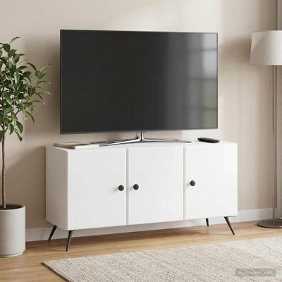 vidaXL TV skrinka Biela s vysokým leskom 99 x 34,5 x 50 cm