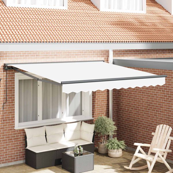 vidaXL Rám markízy Biely 350 x 250 cm Polyester s PU povrchom