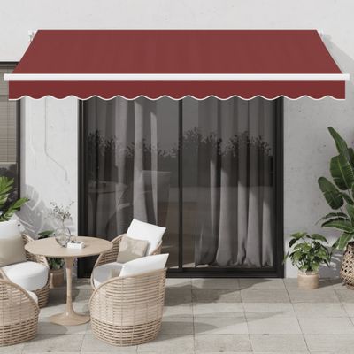 vidaXL Ručne zaťahovacia markíza vínová 350x250 cm
