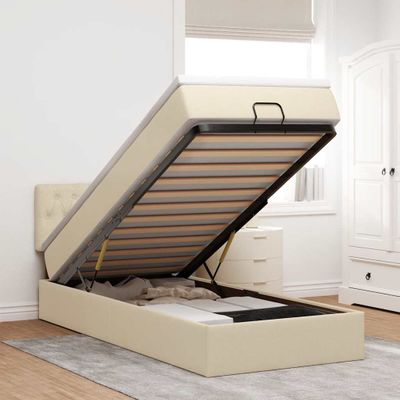 vidaXL Osmanský rám postele s matracom krémová 80x200 cm látka