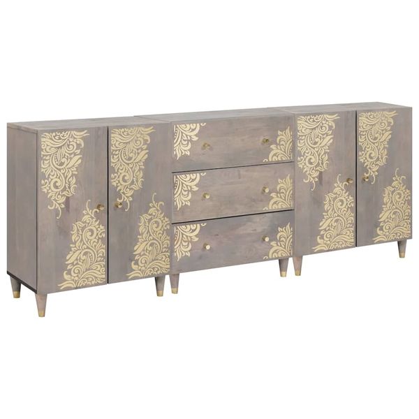 vidaXL Set kabinetov do kúpeľne 3 pcs Šedá a zlatá 180 x 33 x 75 cm