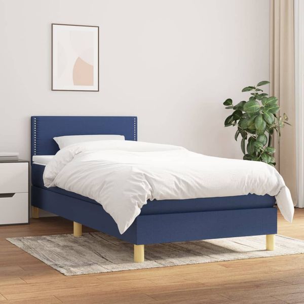 vidaXL Boxspring posteľ s matracom modrá 100x200 cm látka