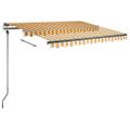 vidaXL Voľne stojaca ručne zaťahovacia markíza 300x250 cm žlto-biela