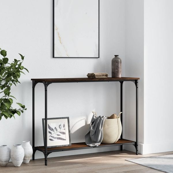vidaXL Konzolový stolík hnedý dub 101x30,5x75 cm kompozitné drevo