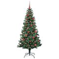 vidaXL Umelý predsvietený vianočný stromček Zelená 150 cm PVC a kov